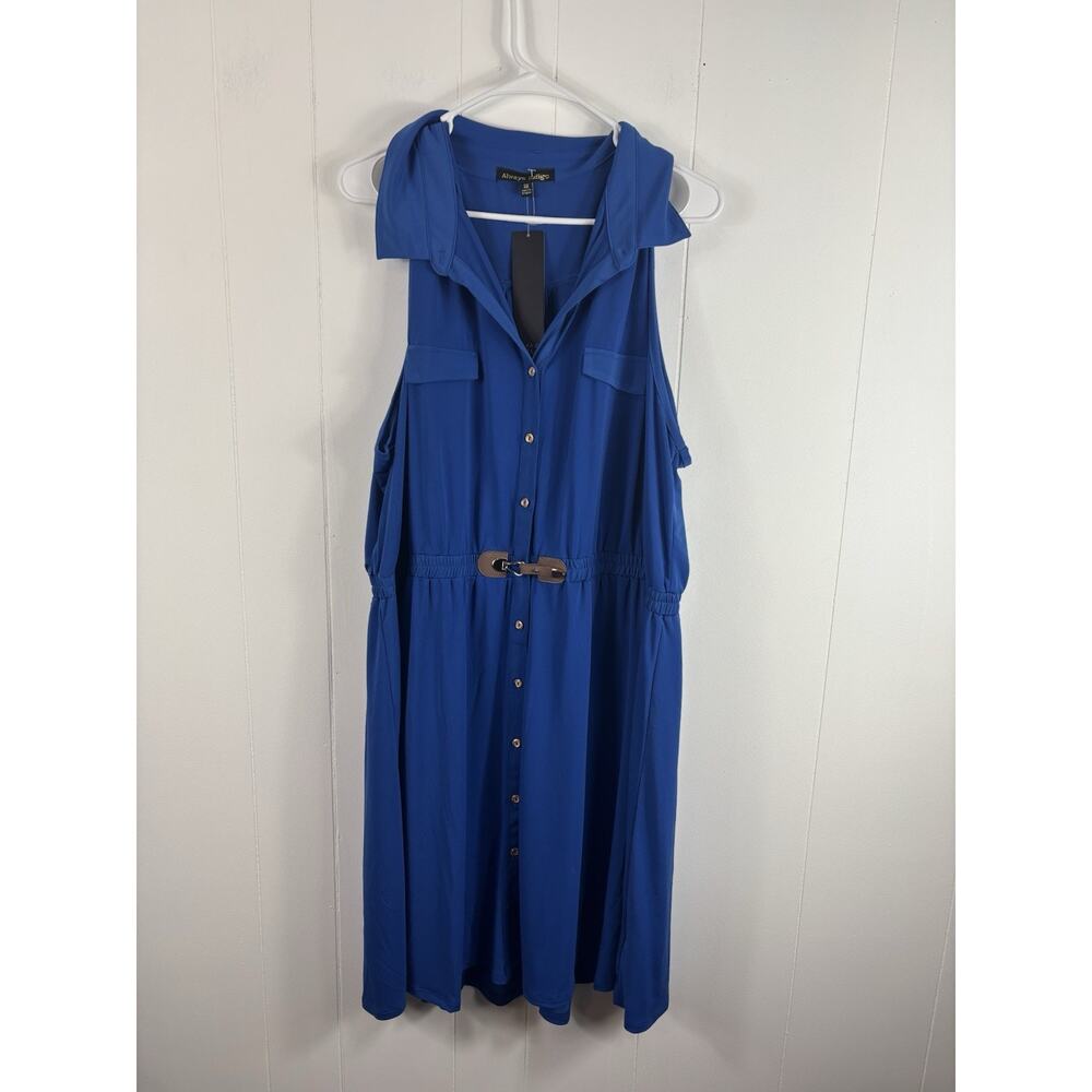 Always Indigo Royal Blue Sleeveless Midi Dress Plus Size 3X Office Career